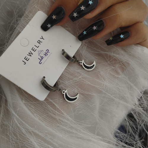 گوشواره دخترانه حلقه ای طرح ماه