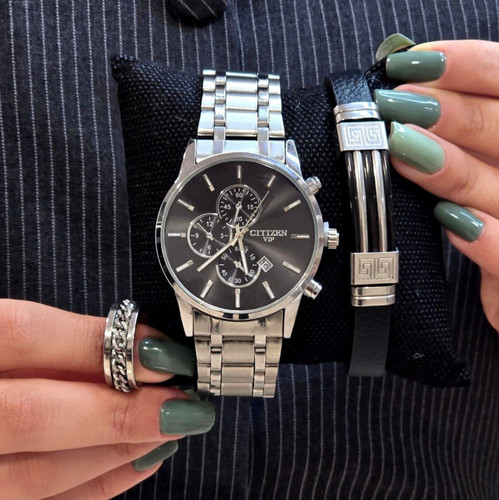 ست ساعت مچی مردانه شیک ( به همراه دستبند و انگشتر)