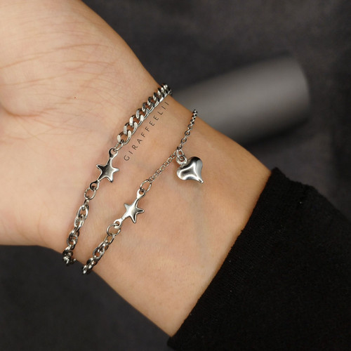 دستبند دخترانه مدل ستاره دولاین | رنگ ثابت ضد حساسیت