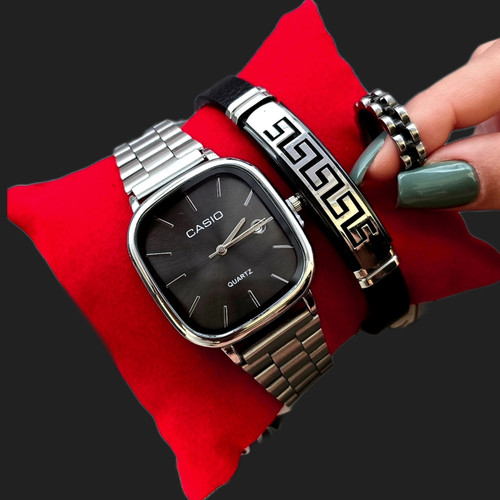 ست ساعت مچی مردانه برند کاسیو | به همراه دستبند و حلقه کارتیر