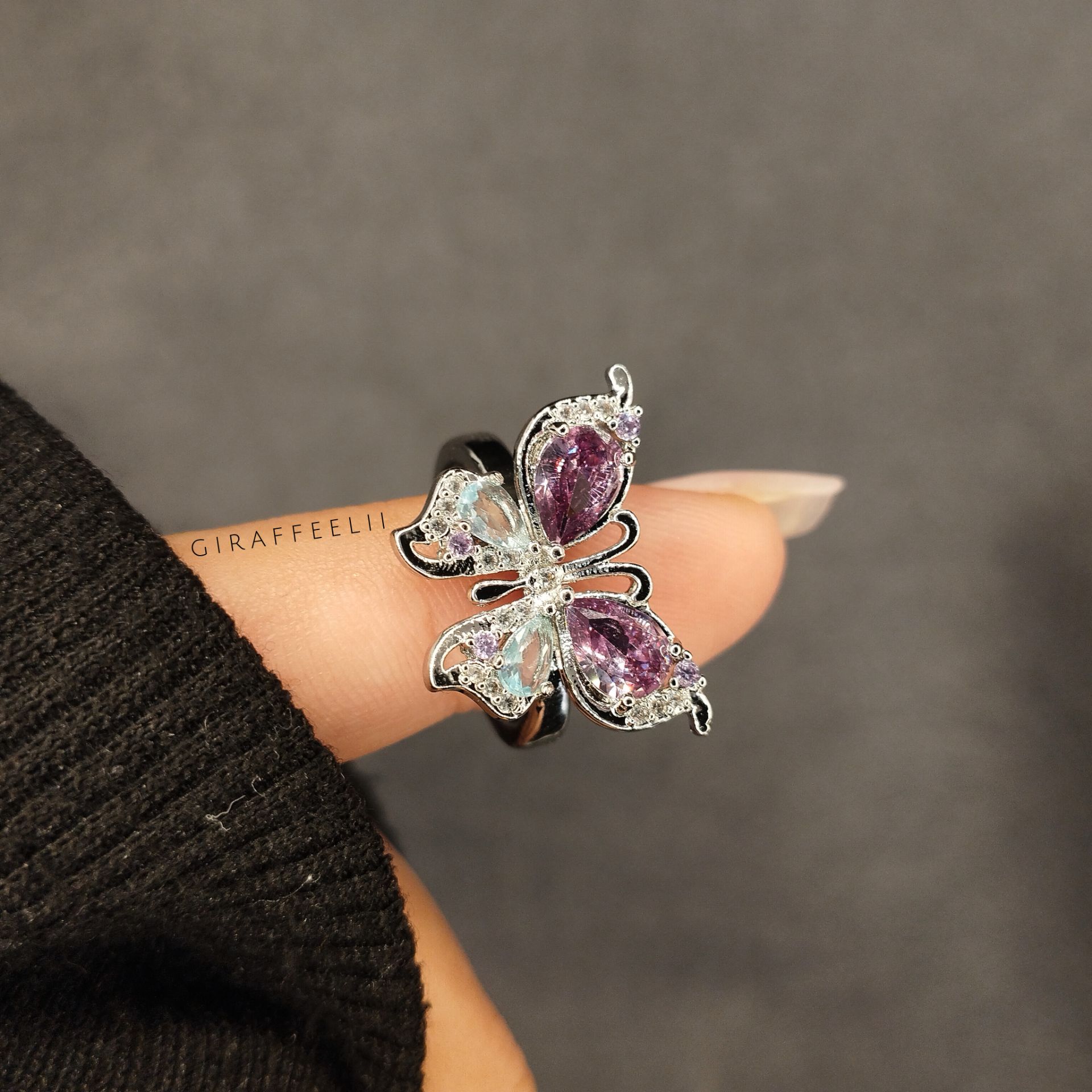 انگشتر دخترانه پروانه سوارسکی