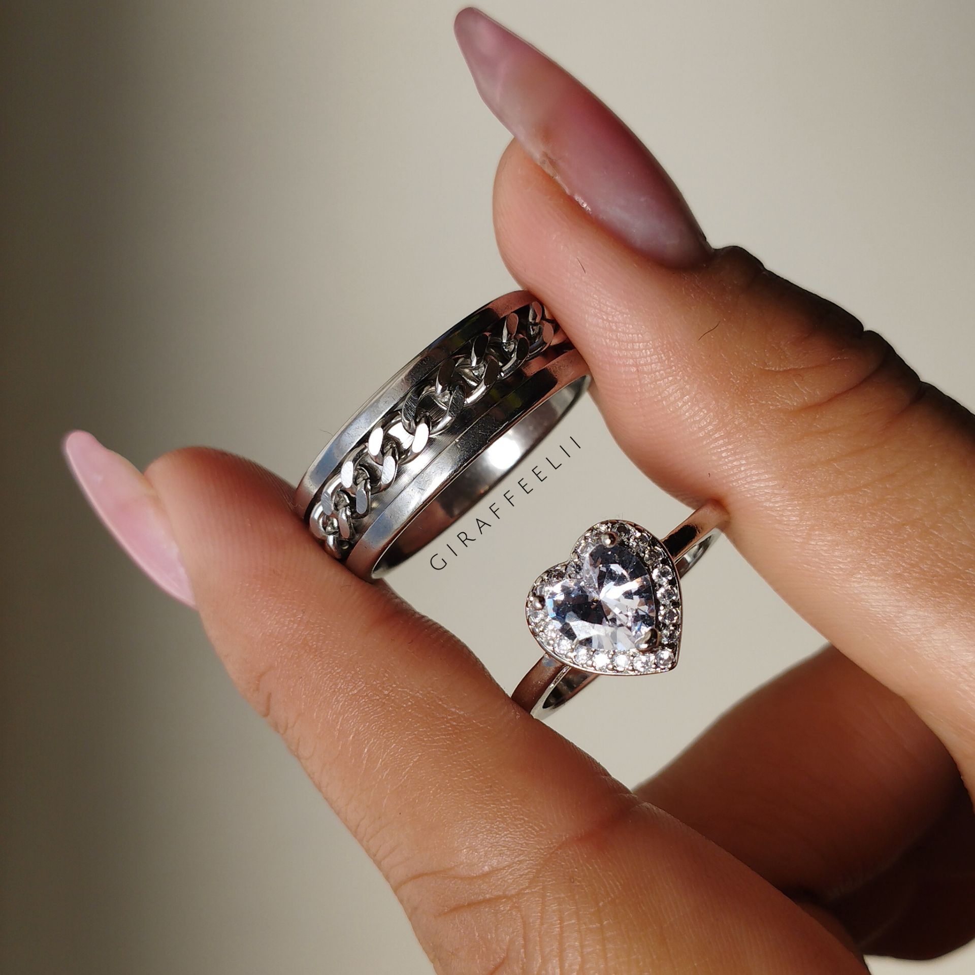 انگشتر ست کاپلی لاکچری استیل نگین دار