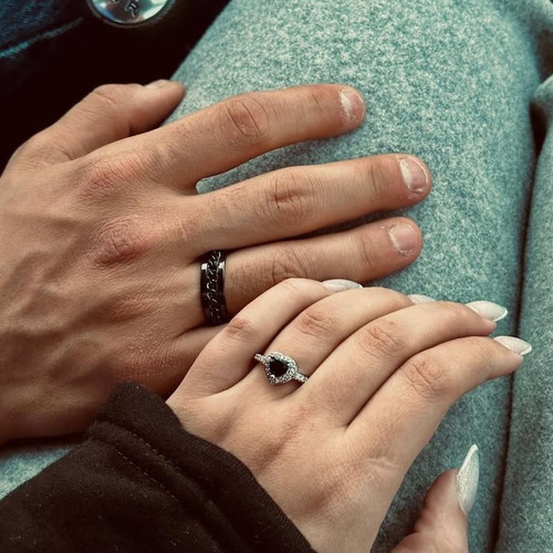 انگشتر ست کاپلی لاکچری استیل نگین دار