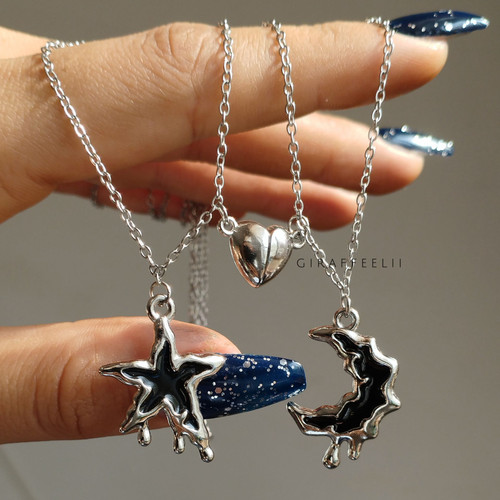 گردنبند ست ماه و ستاره با قلب مگنتی