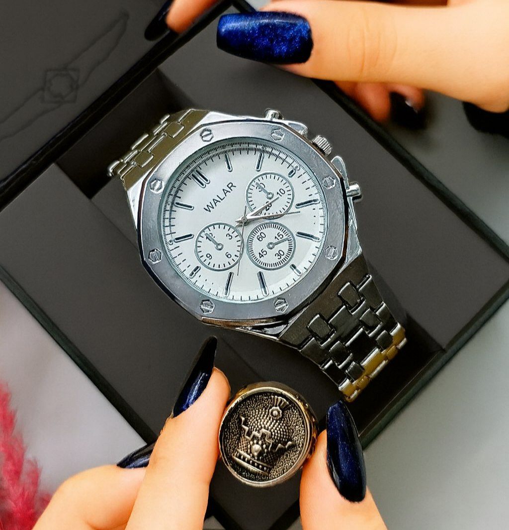 ست ساعت مچی مردانه باکیفیت والار به همراه انگشتر ترک