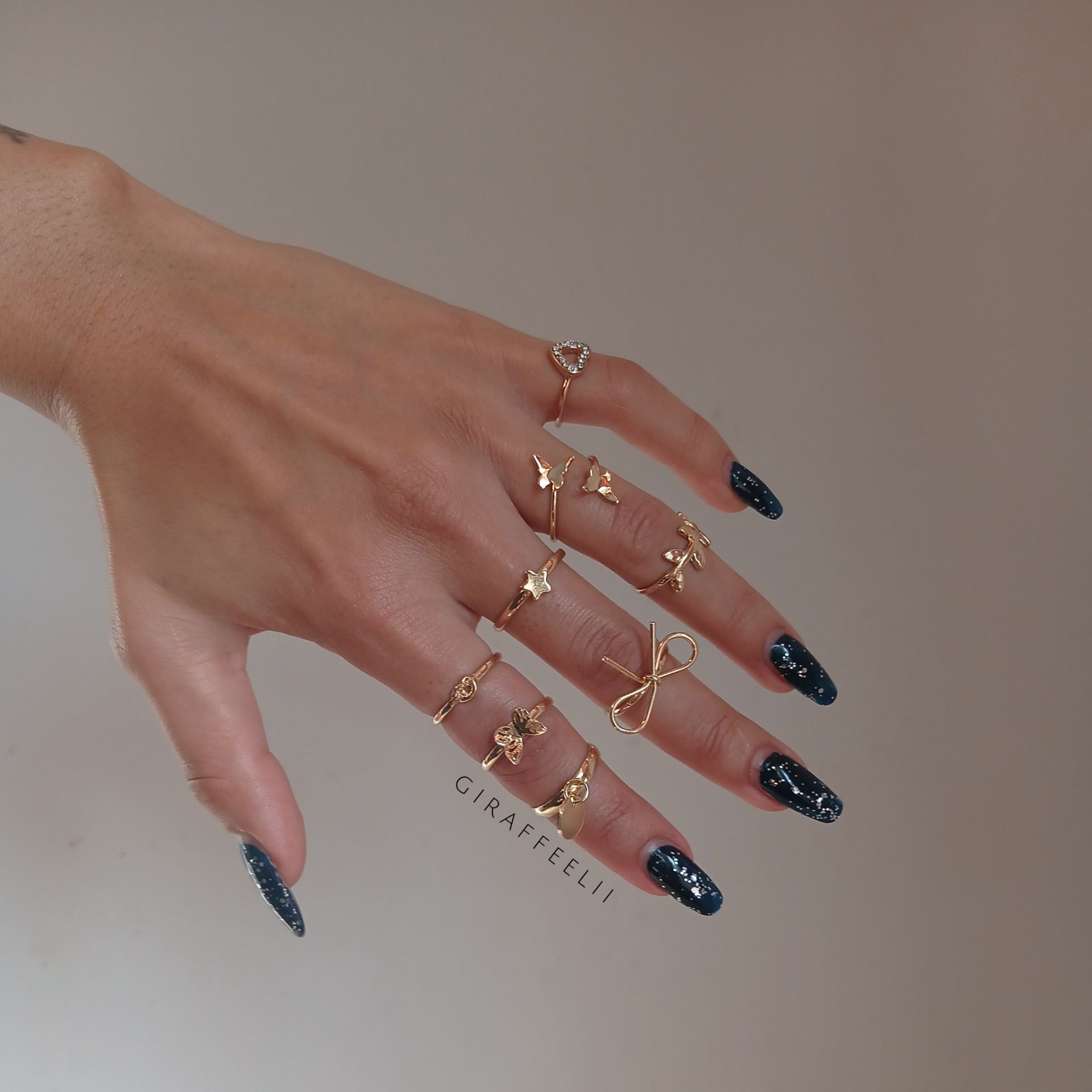 پک انگشتر دخترانه پروانه | پک ۸ عددی