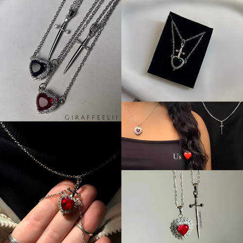 گردنبند ست عاشقی قلب و شمشیر | رنگ ثابت