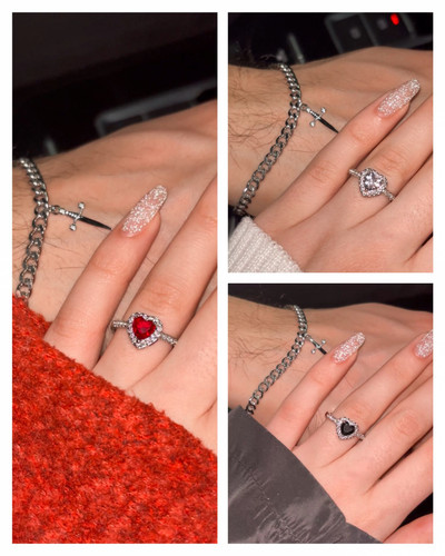 ست دستبند و انگشتر قلب شمشیر | 3 رنگبندی