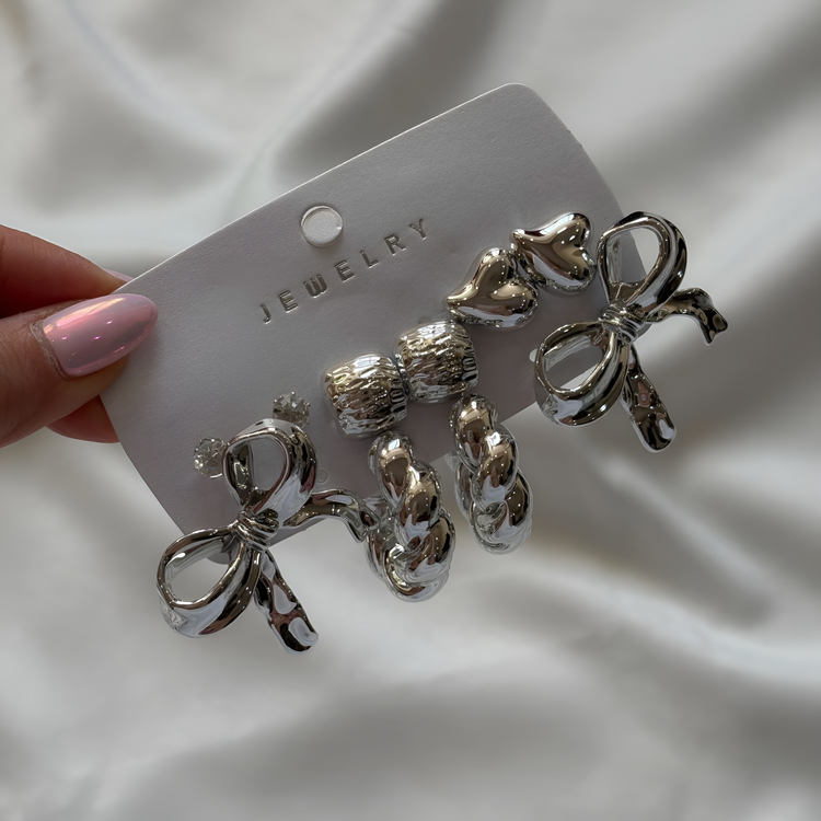 پک گوشواره دخترانه پاپیون | ۵ جفتی