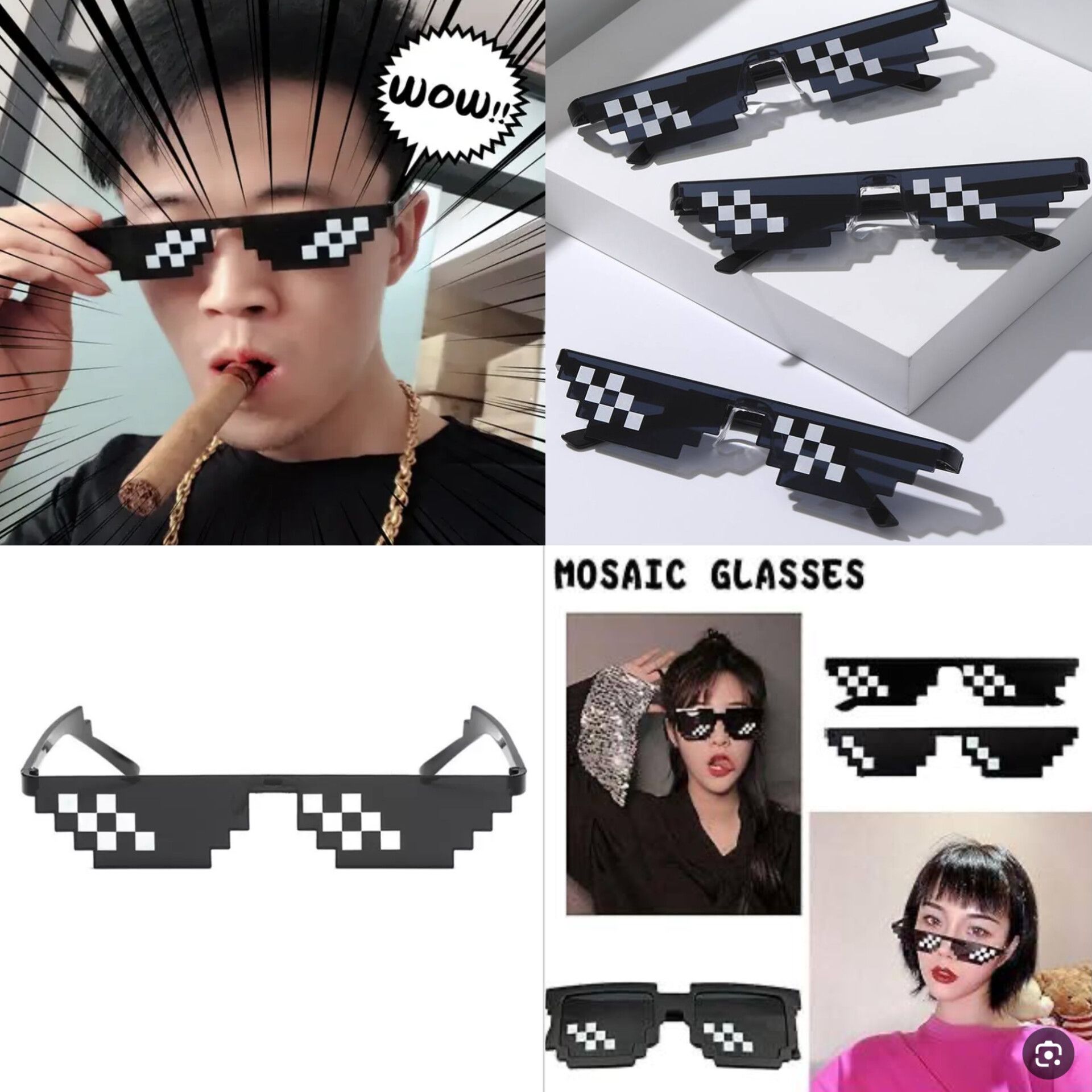 عینک پیکسلی ۸ بیتی مدل تاگ لایف Lorigun Thug Life Glasses