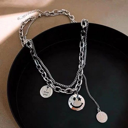گردنبند دولاین لبخند با حک ily