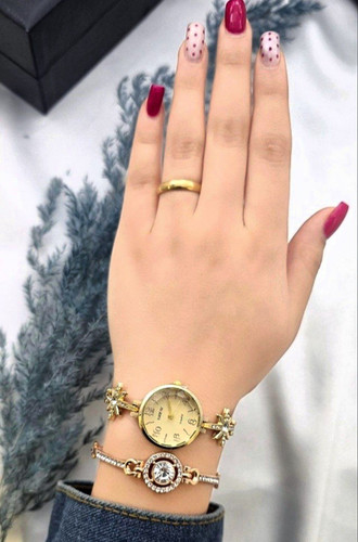 ست ساعت و دستبند زنانه فول نگین